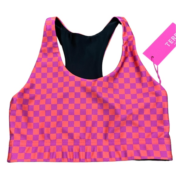 NWT Terez New York Sports Bra in Melon Racing Check Size Small - Picture 5 of 7
